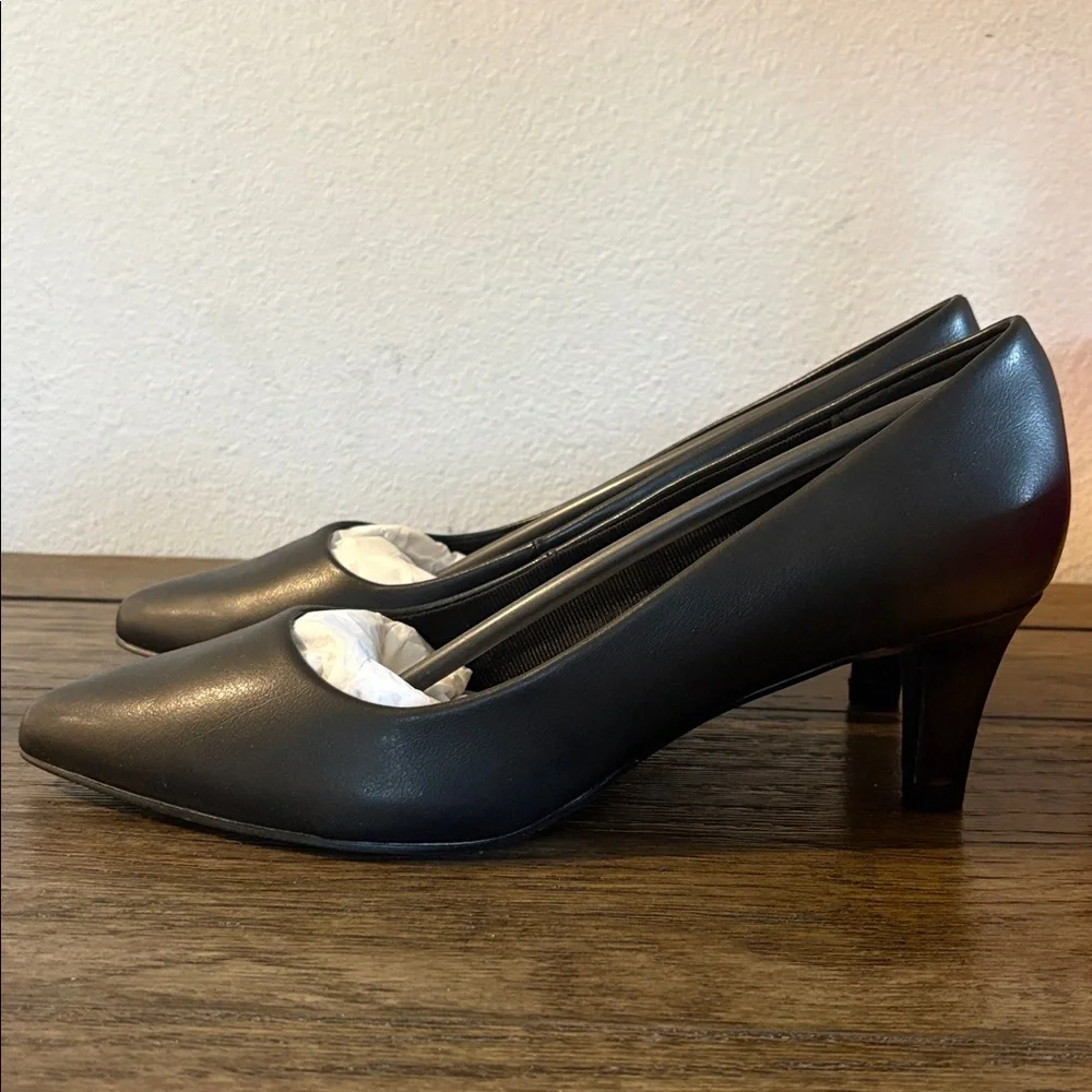 NIB [Easy Street] Pointe Pointed Toe Stiletto Wide Heel Pumps Black Women’s 8.5 - Picture 5 of 12